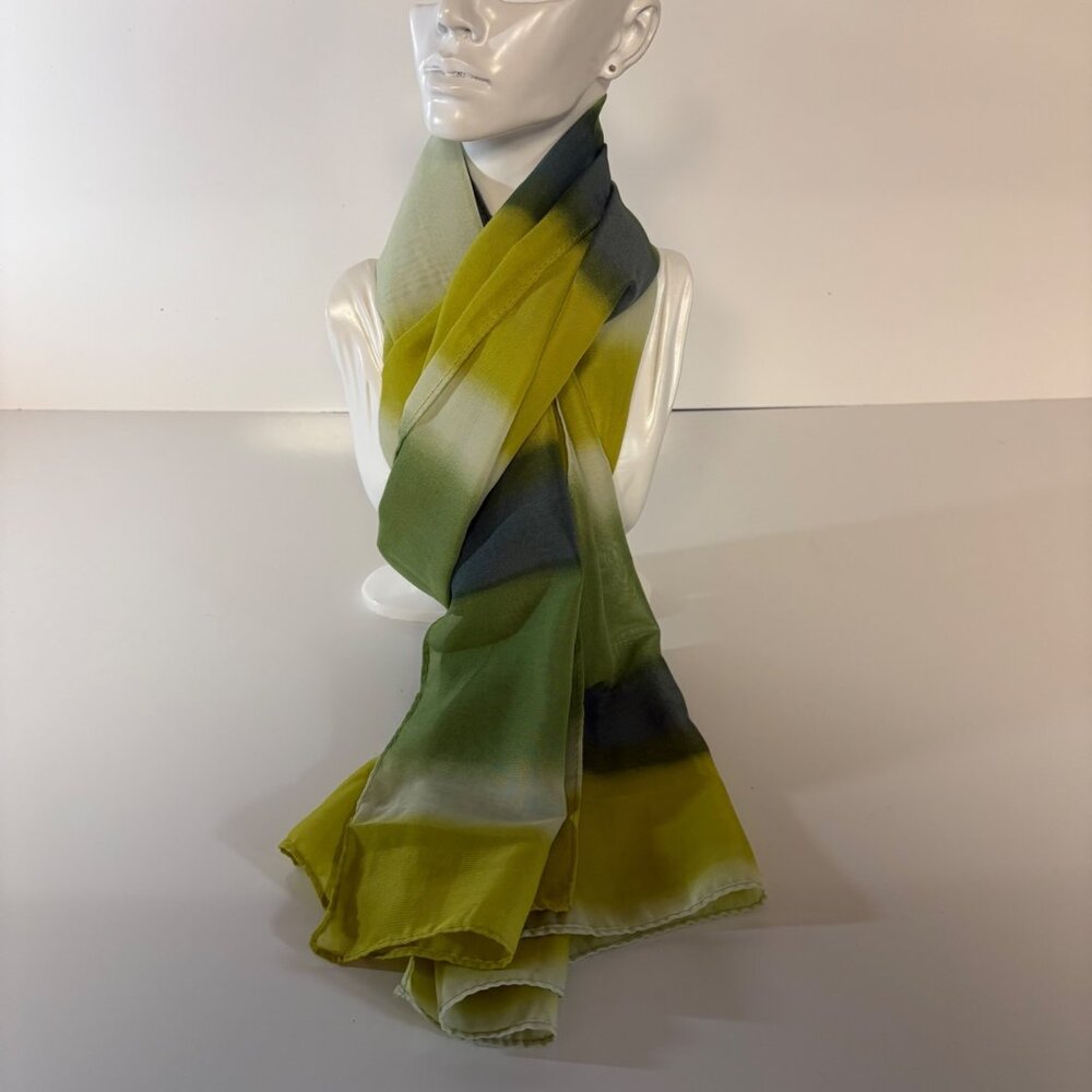 Green Ombre Stripe Scarf Gradient 18 in x 62 in Versatile Lightweight Accessory